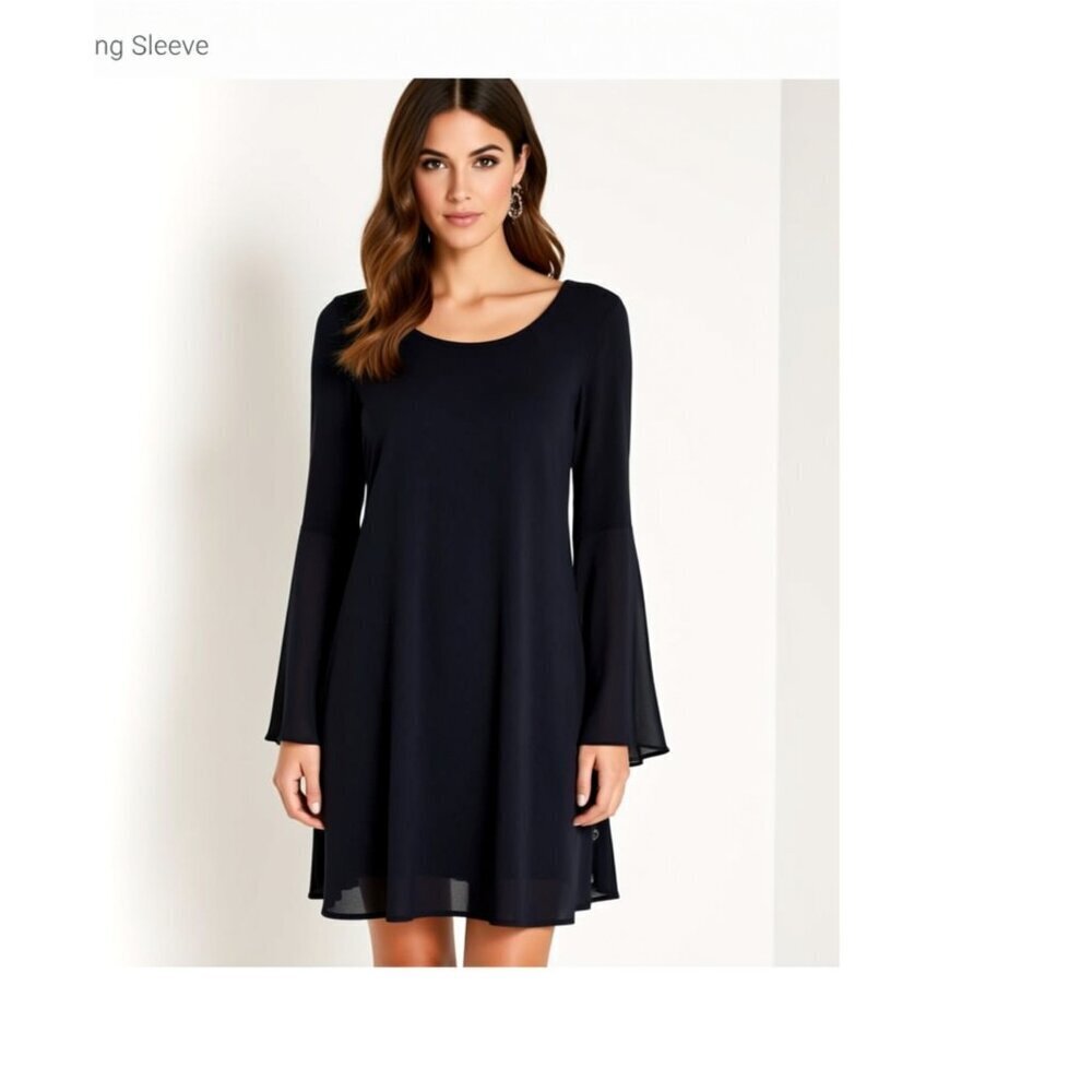 MSK Black Bell Sleeves Shift Dress Small - NWT (A61)